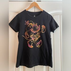 Disney Parks Official Glittery Minnie Mouse Womens Size L T Shirt Black